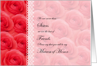 Matron of Honor Request for Sister, Best Friend Card