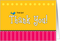 Thank You! Cute Bluebird Dots Stripes Card