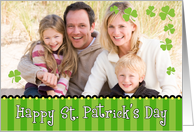 St. Patrick’s Day Photo Greeting Card, Stripes and Shamrocks card