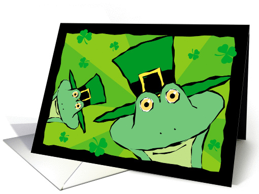 Happy St. Patrick's Day, Funny Green Frogs card (896855)