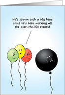 40th Over the Hill Birthday, Balloon Humor Card