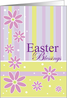 Easter Blessings, Purple & Green Stripes, Flowers Card