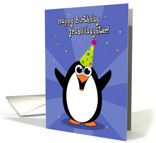 Happy Birthday Granddaughter, Party Hat Penguin card (906821)