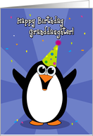 Happy Birthday Granddaughter, Party Hat Penguin Card
