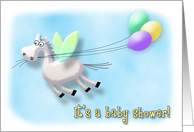 Baby Shower Invitation, Pegasus Horse with Balloons Card