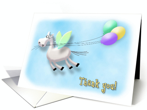 Thank you for the Baby Gift, Pegasus Horse with Balloons card (912596)