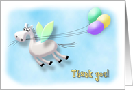 Thank you for the Baby Gift, Pegasus Horse with Balloons Card
