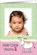 Holy Cow You’re 1 Birthday Customizable Photo Card