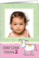 Holy Cow You’re 2 Birthday Customizable Photo Card