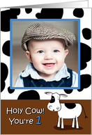 Holy Cow You’re 1 Cowhide BirthdayPhoto Card