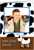 Holy Cow You’re 10 Cowhide BirthdayPhoto Card