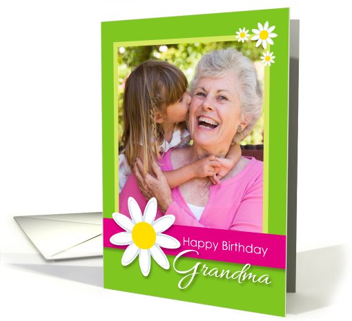 Happy Birthday Grandma Daisy Flower Customizable Photo card (926341)