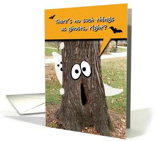 Halloween, Spooky Tree Trunk & Ghost, card (926385)
