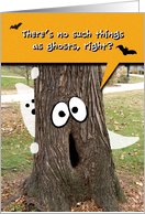 Halloween, Spooky Tree Trunk & Ghost, Card