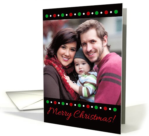 Merry Christmas Red Green Polka Dots Photo card (926546)