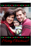 Merry Christmas Red Green Polka Dots Photo Card