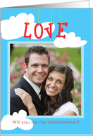 Groomsman Wedding Request Love in the Air, Photo Card