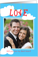 Best Man Wedding Request Love in the Air, Photo Card