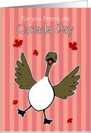 Canada Day, Friend, Happy Canadian Goose Maple Leaf Card