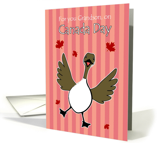 Canada Day, Grandson, Happy Canadian Goose Maple Leaf card (931438)