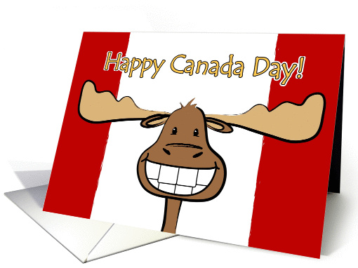 Canada Day, Happy Moose on Canadian Flag card (931643)