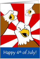 4th of July Cartoon Eagle on American Flag Card