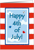 4th of July Cute Butterflies Flag Card