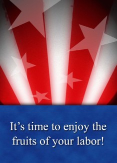 Labor Day Celebration Invitation, American Flag, Greeting Card
