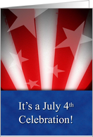 July 4th Celebration Invitation, American Flag, Card