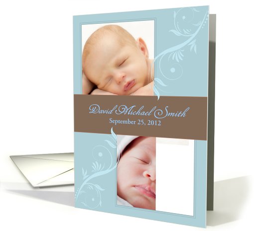 Elegant Baby Boy Customizable Photo and Type Birth Announcement card