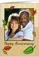 Autumn Wedding Anniversary, Colorful Leaves Photo Card