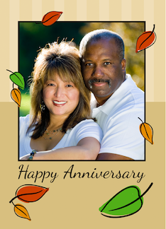 Autumn Wedding Anniversary, Colorful Leaves Photo Card