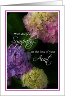 Deepest Sympathy Loss of Aunt, Lovely Painted Hydrangea Flowers card