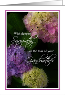 Deepest Sympathy Loss of Grandmother, Painted Hydrangea Flowers card