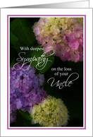 Deepest Sympathy Loss of Uncle, Painted Hydrangea Flowers card