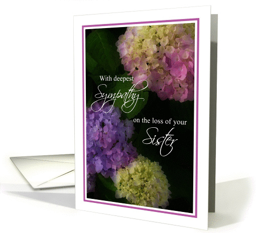 Deepest Sympathy Loss of Sister, Painted Hydrangea Flowers card