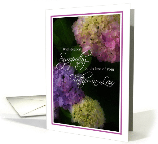 Sympathy, Loss of Father-in-Law, Painted Hydrangea Flowers card