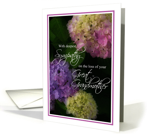 Sympathy, Loss of Great-Grandmother, Painted Hydrangea Flowers card
