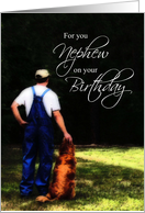 Nephew Birthday, Country Man with Dog Card