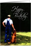 Happy Birthday, Country Man with Dog Card