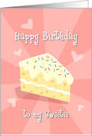 Happy Birthday to Sweetie, Cute Piece of Cake Card