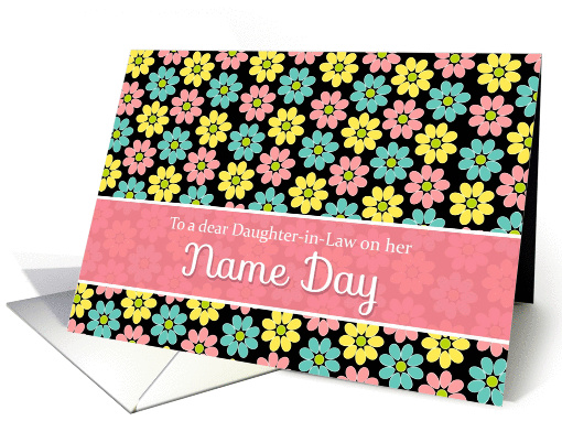 Name Day for Daughter-In-Law, Cute Flower Pattern card (965735)