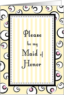 Be my Maid of Honor, Wedding Party Inviation, Circles & Stripes card