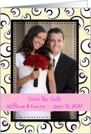 Save the Date Announcement Photo Card, Circles & Stripes card