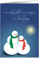 Daughter & Fiance Christmas Snowmen with Scarves card