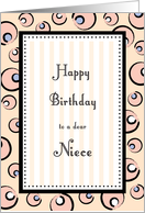 Happy Birthday Niece, Pink Bubbles & Stripes Card