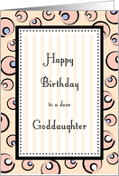 Goddaughter Birthday, Pink Bubbles & Stripes Card