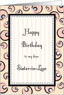 Sister-in-Law Birthday, Pink Bubbles & Stripes Card