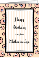 Mother-in-law Birthday, Pink Bubbles & Stripes Card