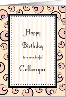 Colleague / Co-Worker Birthday, Pink Bubbles & Stripes Card